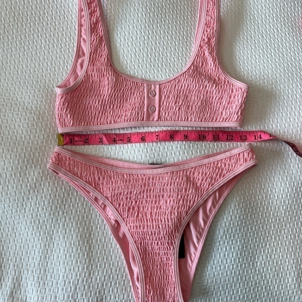 Kendall + Kylie Pink Henley Bikini Top And Bottom Set - Picture 13 of 16